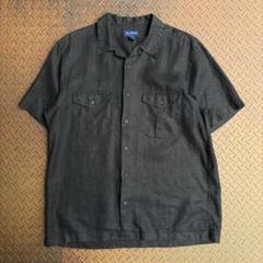 90s-00s リネンシャツ 半袖 サファリ 両ポケット ボックスシルエットのサムネイル