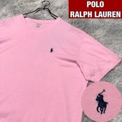 ポロラルフローレン Tシャツ Vネック 刺繍ポニーロゴ ピンク Lサイズのサムネイル