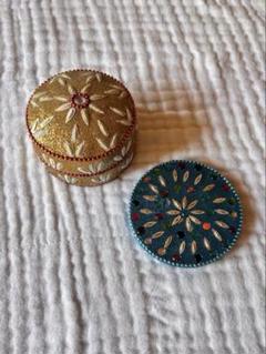 マレーシア　民芸品　鏡　小物入れ　アジアンテイスト