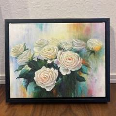 メルカリ  絵画　絵　額付き (黒）油絵　uF6-050303　花（ばら） メルカリ 絵画 絵 額付き (黒）油絵 uF6-050303 花（ばら）