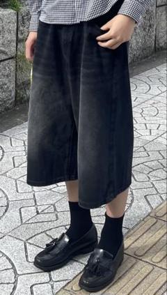 Used Black Denim Baggy Shorts Jorts