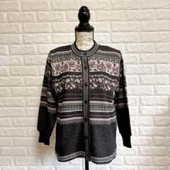 ワミヤン 花柄ニットカーディガン M～Lサイズ 秋冬
