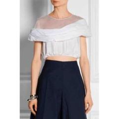 【DELPOZO】オーガンジー切替 シアー クロップド トップ