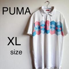 PUMA プーマ ゴルフ ピンク 水色 ホワイト XXL ポロシャツ 柄