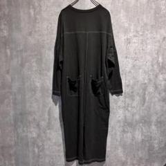 ✨綿100％✨ アルマデザイン 【L】 ロングワンピース カジュアル ラフ 黒