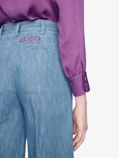 極美品✨GUCCI ロゴ エンブロイダリー キュロットパンツ 現行タグ 26