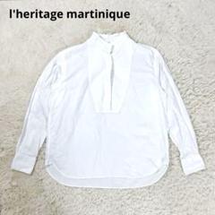 ハウンドトゥースTブラウス刺繍レースl'heritage martinique