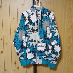 00s STUSSY POP SHOUT スウェット ジップパーカー S 青