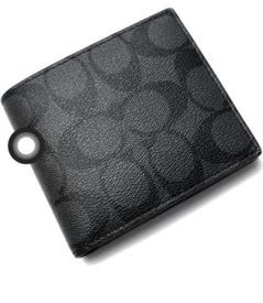 COACH メンズ　二つ折り財布 F-75006 CQ/BK （未使用品） COACH コーチ 二つ折り財布 メンズ シグネチャー ブラック系