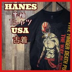 プリント ファイブフィンガーデスパンチ バンT S メンズ USA古着 ブラック