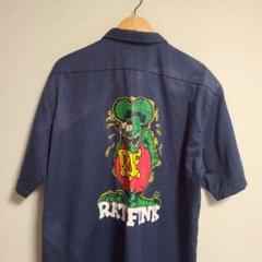 ラットフィンク ディッキーズ ワークシャツ 半袖 バックプリント XL