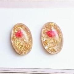 大ぶりクリア花柄ピアス