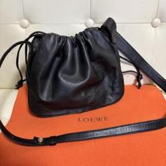 美品 LOEWE オールド ロエベ ナッパレザー ショルダー バッグ ブラック