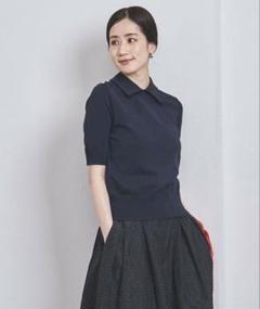 最終値下げしました　UNITED ARROWS ネイビレースカラー 半袖ニット 最終値下げしました UNITED ARROWS ネイビレースカラー 半袖