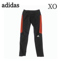 adidas　レスポンスロングタイツ　XO　ブラック×オレンジ系　ストレッチ
