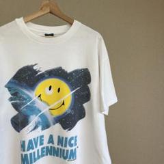 90s 00s USA古着 白 ニコちゃん スマイリー Tシャツ vintage