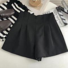 ブラック 足長効果 フェス キュロット XL お出かけ デート ハーフパンツ