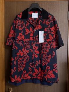 4新品 sacai フローラル プリント 半袖 シャツ ブラック レッド メンズ