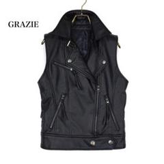 leather wear レザーウェア　ダブル　ライダースジャケット　ベスト 美品【2way×牛革】本革 カウレザーダブルライダースジャケット