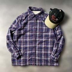 古着L.L.Beanライナーフリース　紫　チェックシャツ【AB48】