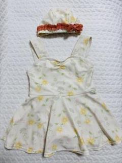 水着　花柄　イエロー　女の子　キッズ　95 パステル　プール　レジャー　セット