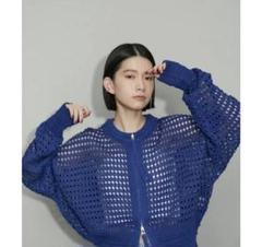 【ほぼ未使用 極美品】23年AWアダムエロペ★メッシュニットブルゾン 定1.4万 ADAM ET ROPÉ FEMME(アダム エ ロペ ファム) / 【WEB限定