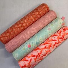 反物　羽尺　ウール　麻の葉　鶴　梅花　水色　4個セット　着物　052t 反物 羽尺 ウール 麻の葉 鶴 梅花 水色 4個セット 着物 052t