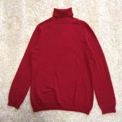 美品 UNIQLO 3Dカシミヤ100% タートルネック ニット 赤 L ユニクロ カシミヤ100% タートルネック ニット セーター ワイン