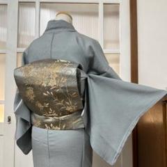 未着用名古屋帯松葉仕立て金糸観世水グリーン着物045a d