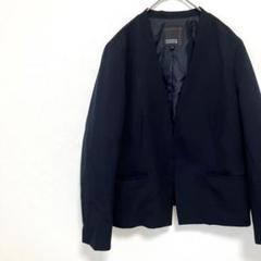 HK WORKS LONDON ノーカラーセットアップ ネイビー LLサイズ a128 HK WORKS LONDON ノーカラージャケット(LL)ネイビー