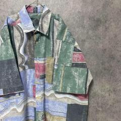 90s vintage 半袖　柄シャツ　メンズ　古着　個性派　奇抜