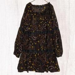 フォーエバー21 花柄ワンピース　黒　ボールド　S