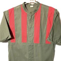 JapanVintage M L 半袖 ミリタリー 個性的 ジッパー シャツ