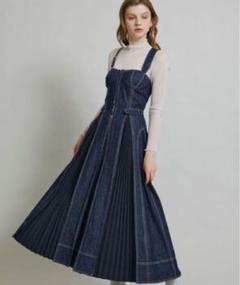 新品未使用 【カーサフライン】 フロントホックデニムロングワンピース アイボリー CASA FLINE(カーサフライン)】 フロントホックデニムロング