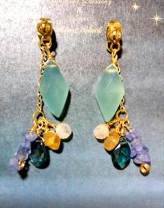 ◆14kgf❦シーブルーカルセドニー❦ 　　　◆ダイヤ❦ピアス❦