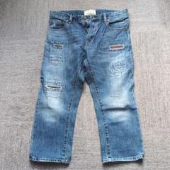 ダメージ加工ストレートデニムパンツ 32