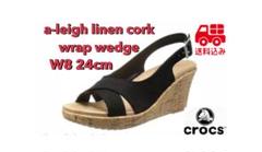 crocs a-leigh linen cork wrap wedge 24cm