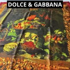 希少 D&G ドルガバ シルクスカーフ 絵画 バロック調 フルーツ柄 イタリア製