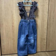 マーキーズ 110cm 肩紐フリルデニム サス付きパンツ
