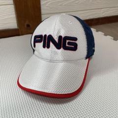 PING メッシュキャップ ホワイト/ネイビー/レッド
