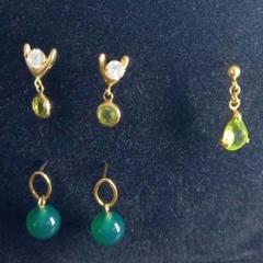K18刻印✨グリーン天然石×ジルコニア風ピアス5点セット K18刻印✨グリーン天然石×ジルコニア風ピアス5点セット - メルカリ