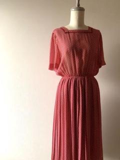 vintage ドットプリーツワンピース