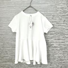 白 リブ編み チュニックトップス ワンサイズ　カジュアル　シンプル　夏