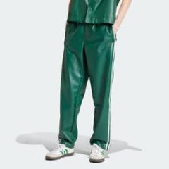 XL adidas アディダス フェイクレザー トラックパンツ ジャージ 緑 