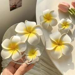 ハワイ　フラダンス　フラワーヘアクリップ プルメリア 6個セット　ハンドメイド