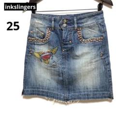 inkslingers デニムミニスカート ダメージ加工　サイズ25 ブルー