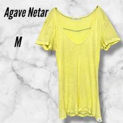 アガベネター◇ VネックTシャツ　M　イエロー　アメリカブランド ビビッド