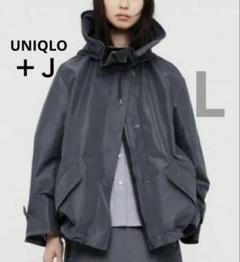 ユニクロ +J シルクブレンドオーバーサイズパーカ 黒 L