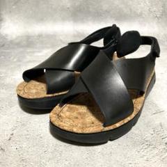 美品　カンペール　CAMPER (36) クロスストラップサンダル　レザー　黒