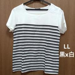【古着】ボーダーTシャツ 黒 白 LLサイズ 綿100%